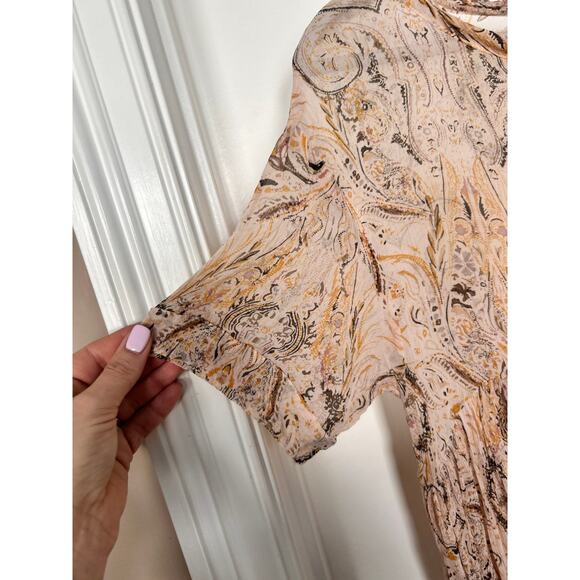 Free People Women's Say You Will Flowy Blouse Top Bohemian Boho Ivory Size Small - Picture 6 of 11